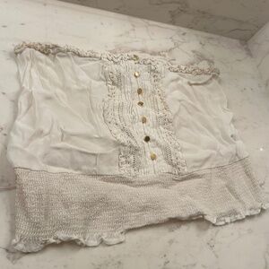 Bebe Strapless Tube Top Cream Button Front Size Medium Y2K